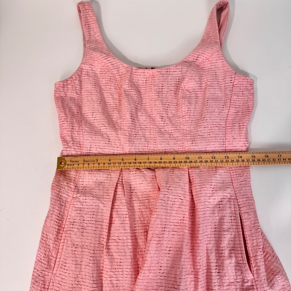 Pappagallo Fit and Flare Dress Women 6 Pink Textured Sleeveless Pockets - Picture 10 of 16